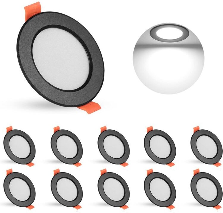 10 stücke LED Downlight Dimmbar Schwarz 3W LED Downlight Runde Einbau Decke Licht Ausschnitt 70-90mm Für Wohnzimmer zimm...