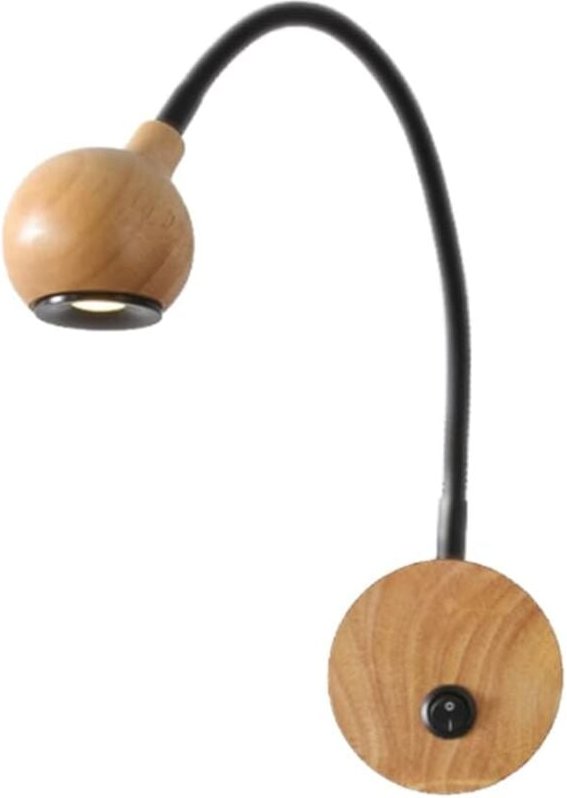 Wandleuchte aus Holz mit Schalter für 3W led Leselampen Schlafzimmerbeleuchtung 4000K heller Wandstrahler