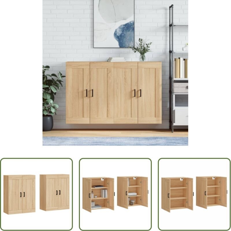 vidaXL Sonoma-Eiche - Wandschränke 2 Stk. Sonoma-Eiche Holzwerkstoff