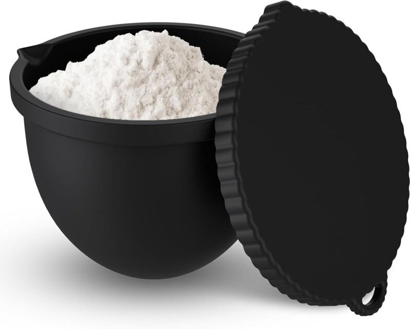 Silikoneinsatz mit Deckel– kompatibel mit KitchenAid/Kitchen Aid Schüssel/Rührschüssel 4,8 L (5 Qt), Schwarz, Rührschüss...