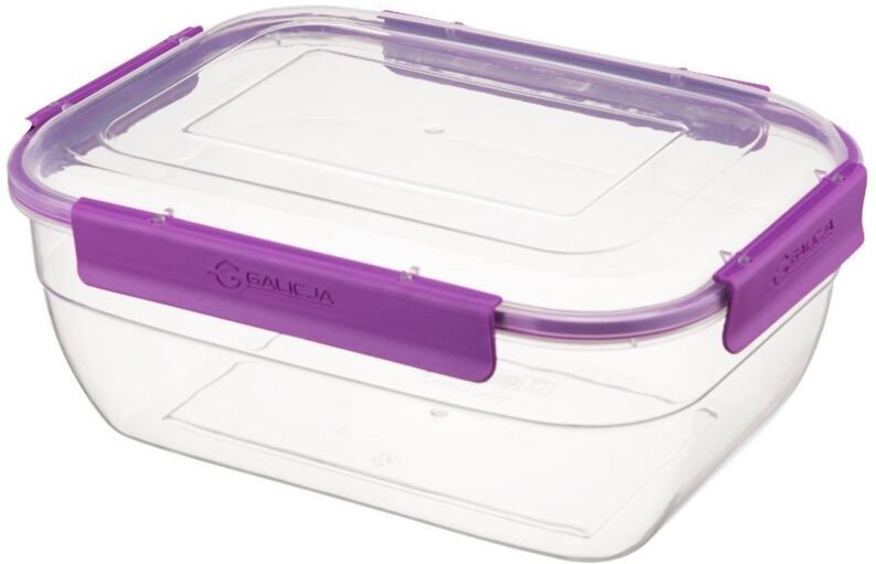 Rechteckiger Behälter zur Aufbewahrung von Lebensmitteln, 2200 ml, 2,2 l, VIVO, hermetisch dicht mit Dichtung und 4 Clip...