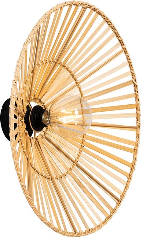 Orientalische Wandleuchte schwarz mit natürlichem Bambus - Pua