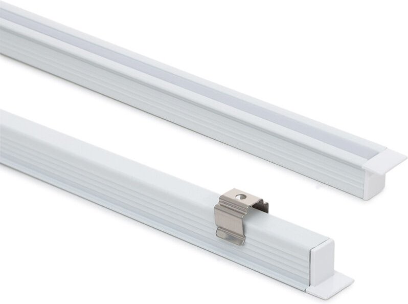 Aluminiumprofil Einbau 2m für LED Streifen bis 6mm Weiß 2 m Halbtransparent