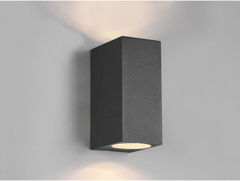 Meinewunschleuchte - Eckige led Außenwandleuchte Up Down Light in Anthrazit, Höhe 15cm