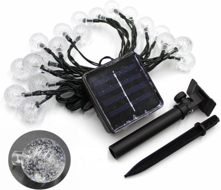 Warmweiß) Solar-Lichterkette mit Blasenbällen für den Außenbereich, 30 LED-Leuchten, 8 Modi, geeignet für Garten, Hof, W...
