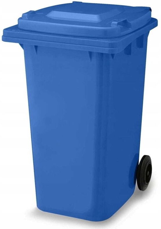 Blauer Papierabfallbehälter auf Rädern 120 l