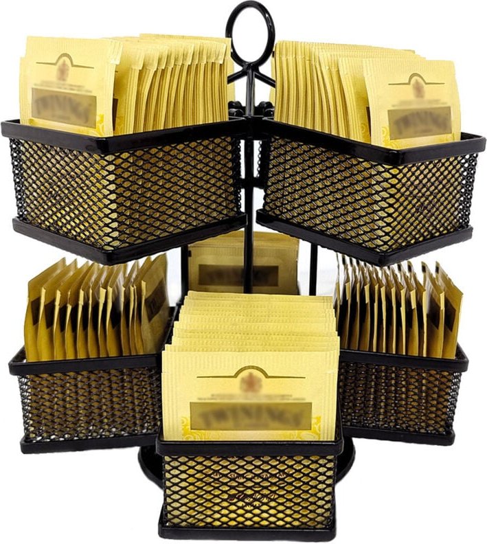 Tee Aufbewahrung mit 8 Fächern Teebox 360˚ Drehbares Teebeutel Aufbewahrungsbox, 2 Etagen Drehteller Organizer Lazy Susa...