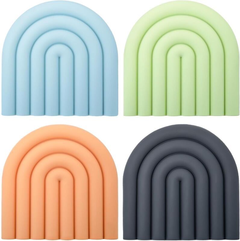 4-teiliges Regenbogen-Untersetzer-Set, hitzebeständige Silikon-Untersetzer, Regenbogen-Silikon-Tischsets für Töpfe, Tass...
