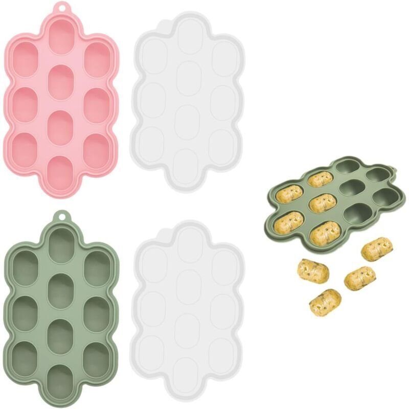 Set mit 2 Eiswürfelformen, Behälter für gefrorenen Porridge, Eiswürfelform, Silikon-Eiswürfelform, Eiswürfelform mit Dec...