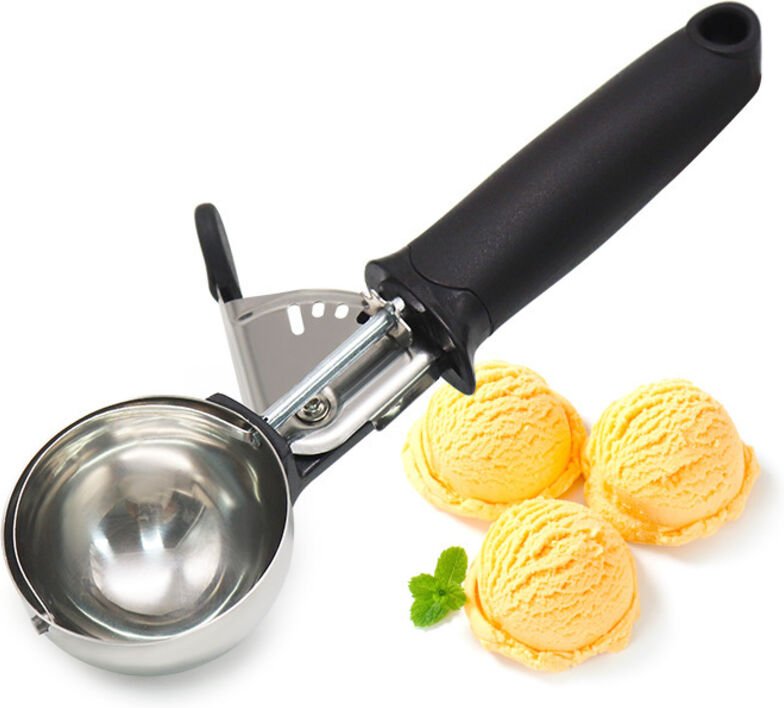 Professioneller Eisportionierer aus Edelstahl mit Auslöser – schwarz