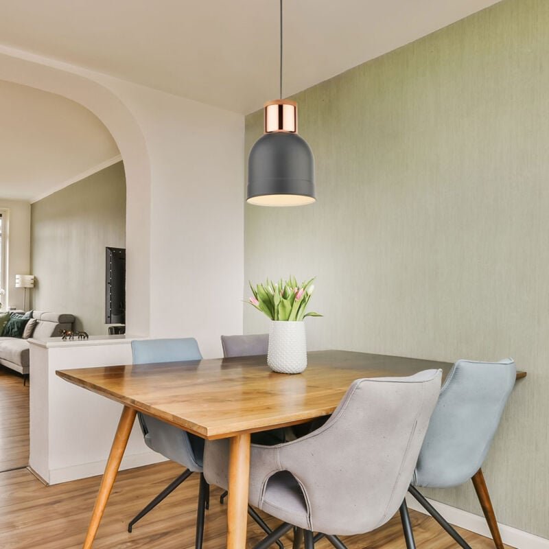 Design Hänge Leuchte kupfer Decken Strahler grau matt Pendel Leuchte