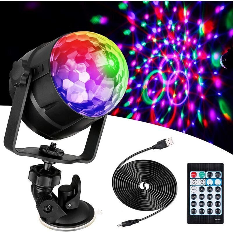 Discokugel LED Discolicht mit 15 Lichtformen, Discolichteffekte 360° drehbar RGB Partylicht LED Discokugel mit USB-Kabel...