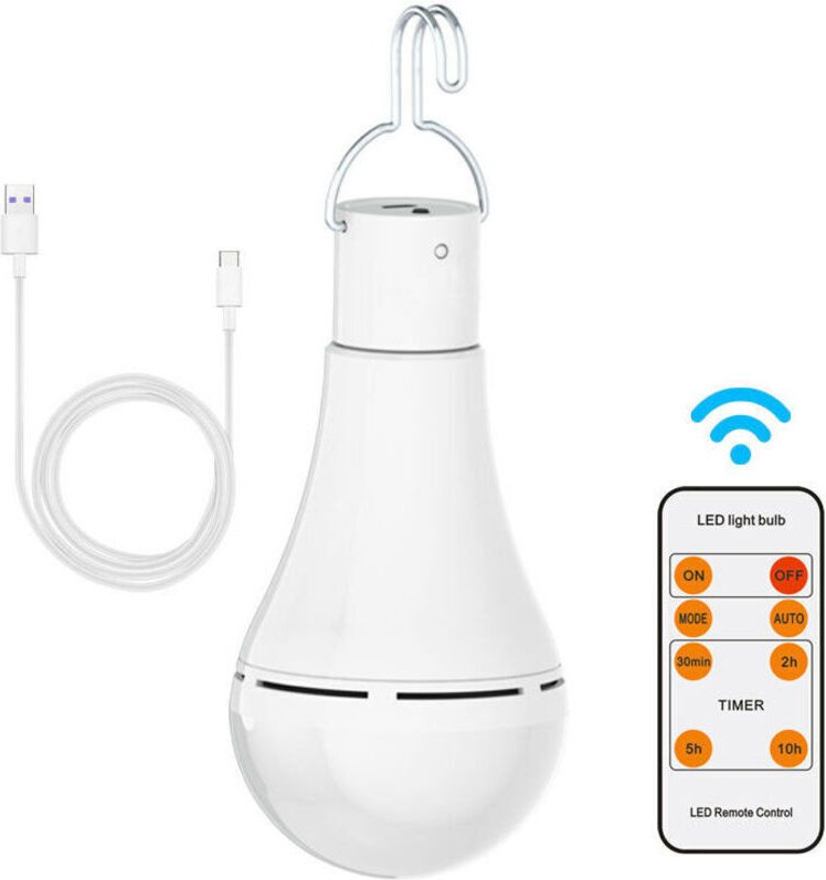 Wiederaufladbare USB-Glühbirne mit Fernbedienung, 7-W-LED-Batteriebirne, E27-Fassung, dimmbar per Berührung mit Timerfun...