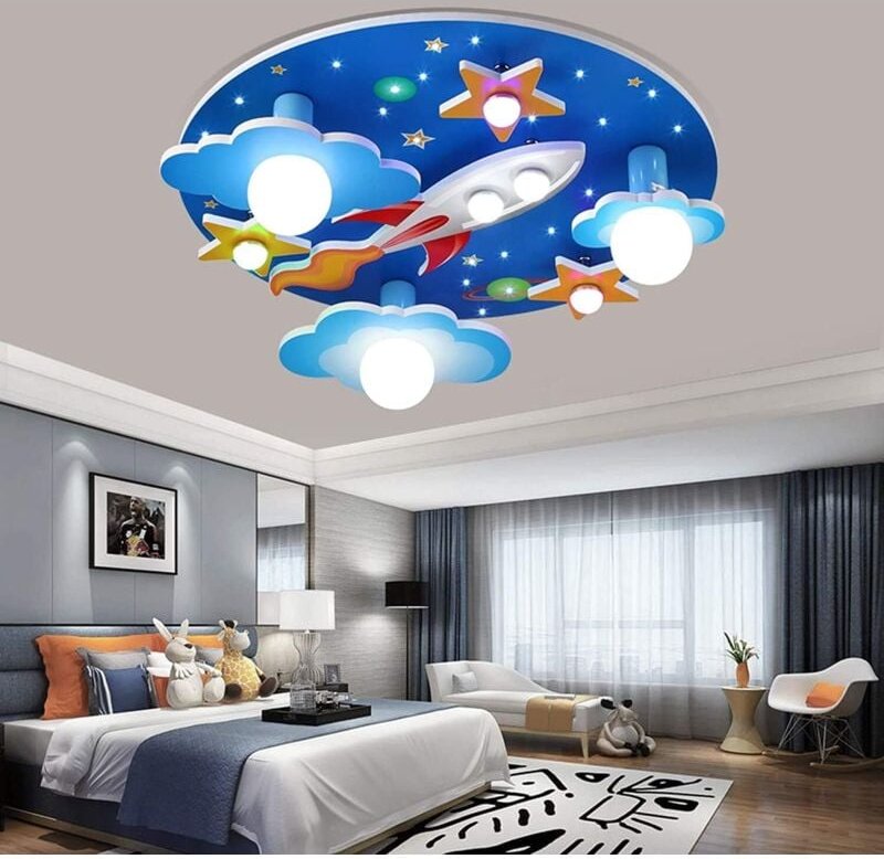 Cartoon Kinderlampe LED Deckenleuchte mit Fernbedienung 3 Modi Kreative Sterne Wolken Flugzeug Schlafzimmer Deckenlampe ...