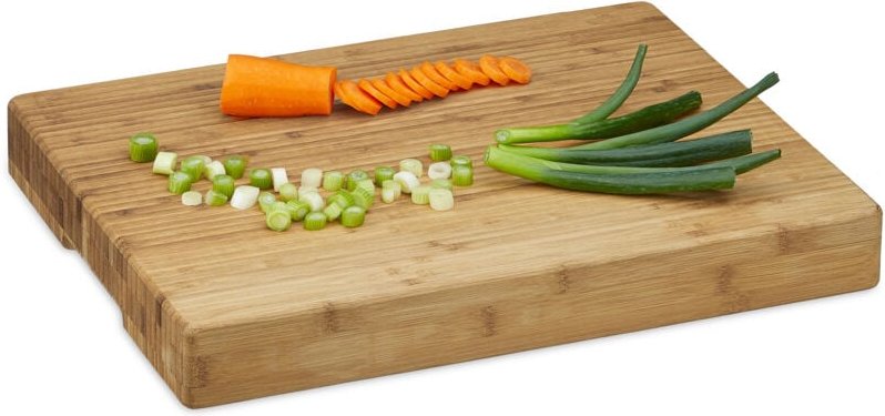 Relaxdays - 2 x Hackbrett gestreift, Schneidbrett Bambus, pflegeleicht, Schneidebrett mit Griffmulden, HxBxT 5,5 x 45 x ...