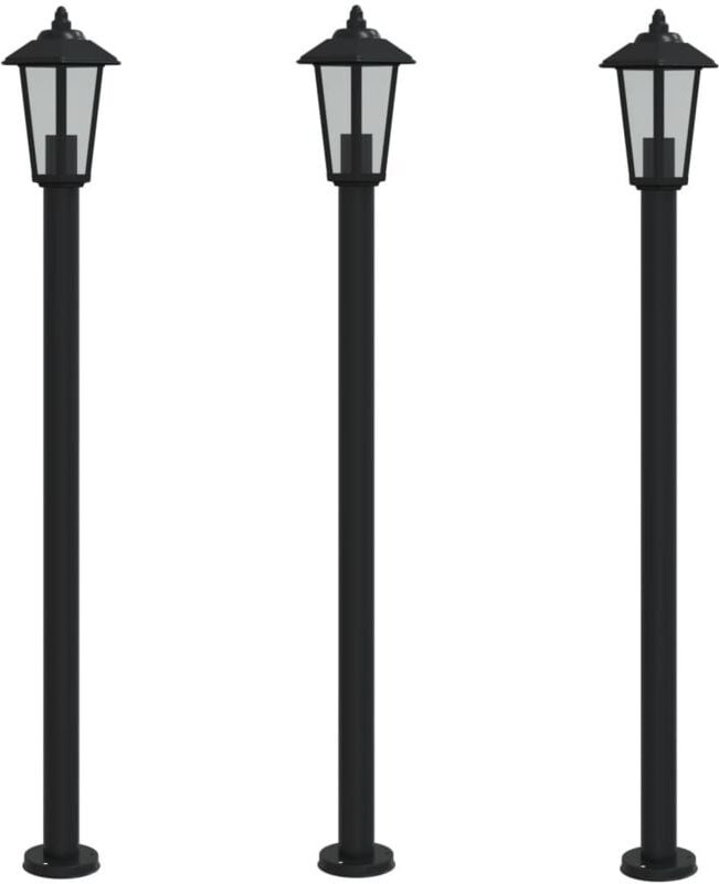 Wegeleuchten 3 Stk. Schwarz 120 cm Edelstahl Vidaxl