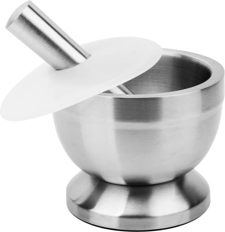 Mörser und Stößel aus Edelstahl, Küchenmörser und Stößel für Knoblauch, Gewürze, Kräuter, Medikamente, Pillen – 11,7 x 8...