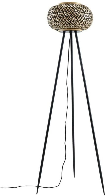 Tripod Stehlampe "Nerys" aus Holz für Wohnzimmer & Esszimmer von Lindby