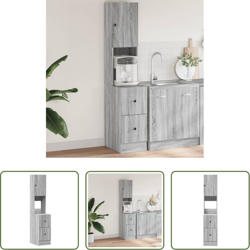 vidaXL Küchenutensilien - Küchenschrank Grau Sonoma 35x50x180 cm Holzwerkstoff