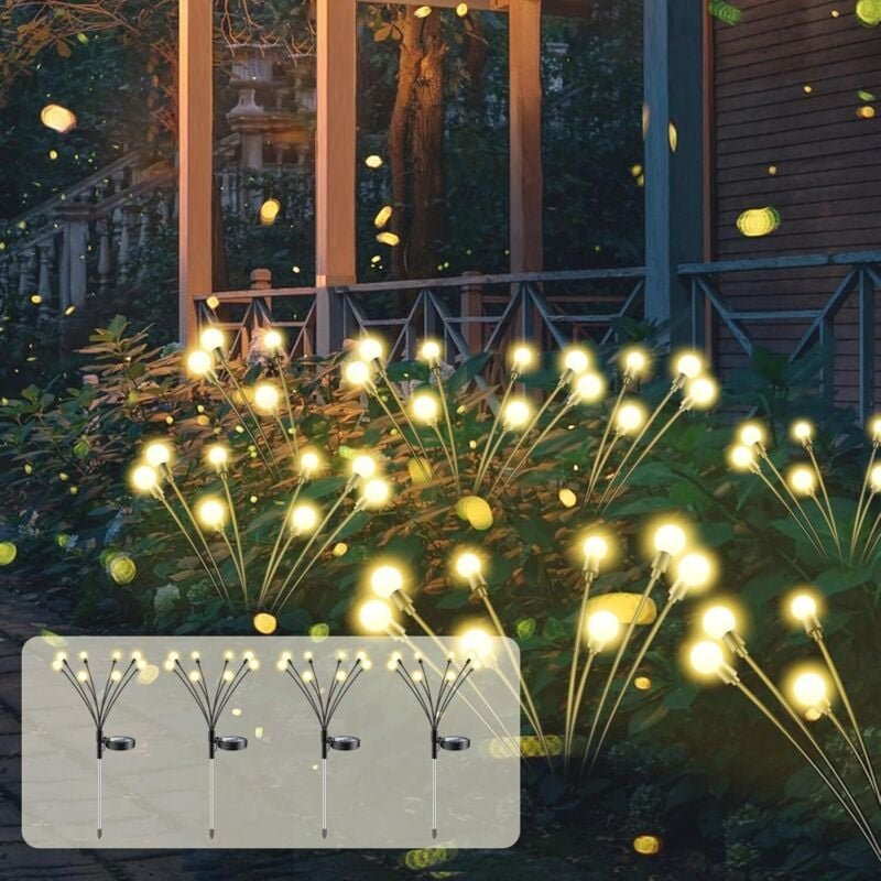 Solar Glühwürmchen Lichter Außen Garten, 8 LED Solarleuchte Außen Glühwürmchen IP65 Wasserdicht Warmweiß, Glühwürmchen S...