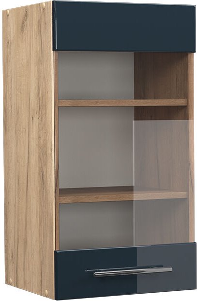 Vicco - Küchenglasschrank Fame-Line, Dunkelblau Hochglanz, 40 cm
