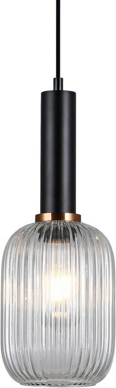 Antiola - Moderner hängender Anhänger Schwarz 1 Licht mit klarem Schatten, E27 - Italux