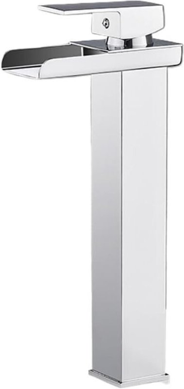 Wasserfall-Waschtischarmatur, Einhebel-Waschtischmischer, Warm- und Kaltwasser (Chrom, lang)