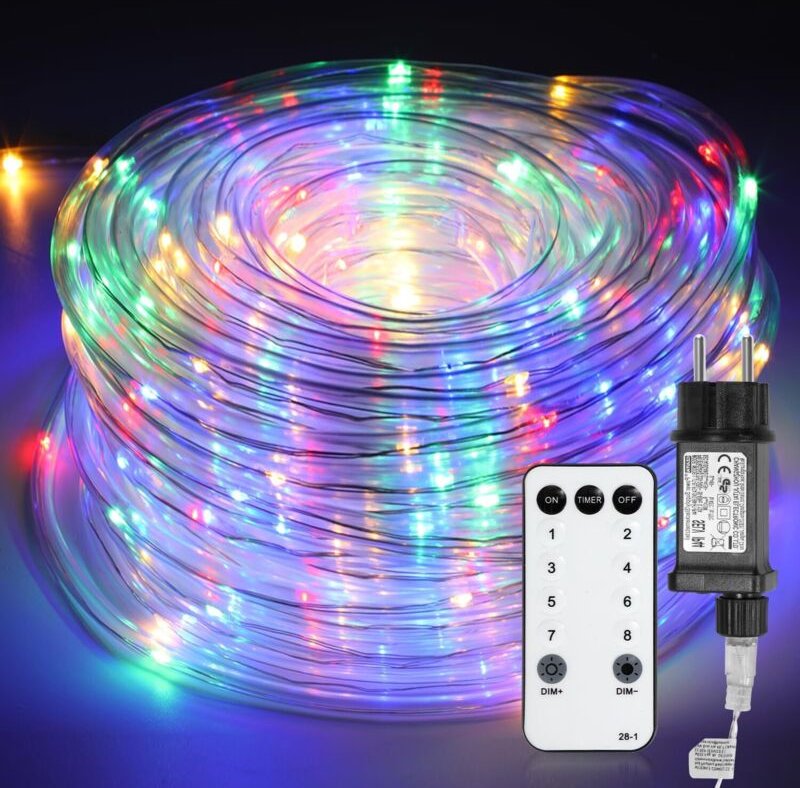 LED Lichterschlauch Außen, 20m Lichtschlauch außen, IP44 Wasserfest LED Schlauch Lichterkette, mit Timer & 8 Modi Lichts...