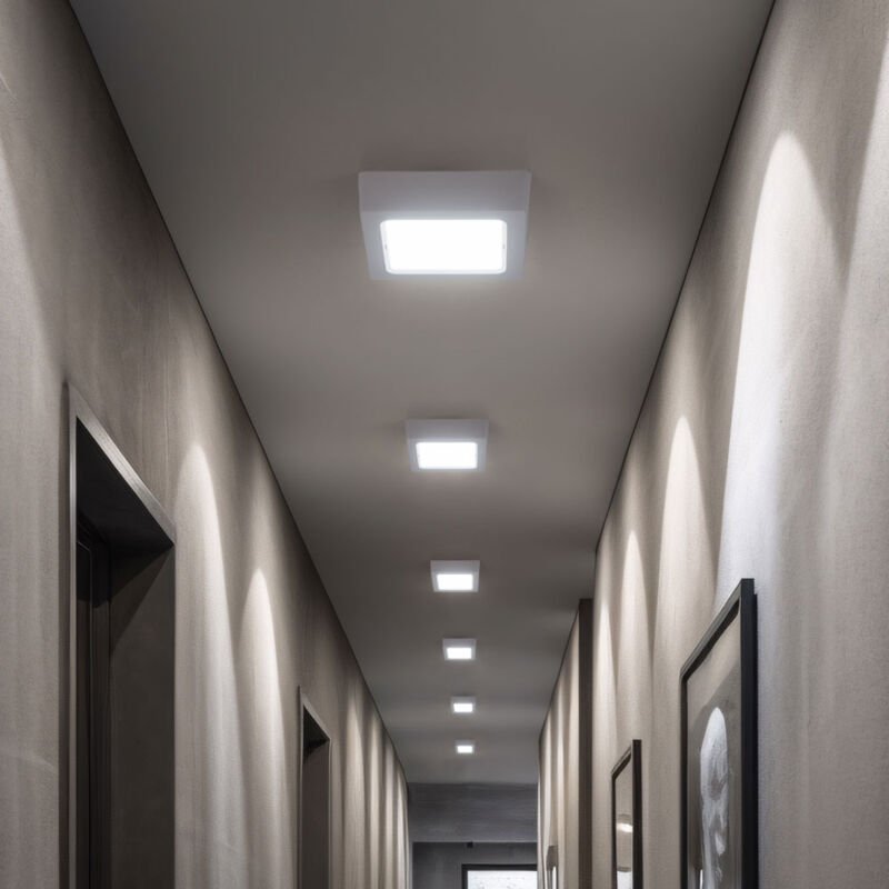 Led Deckenleuchte Wohnzimmerleuchte Flurlampe Aufbau-Panel quadratisch Küchenleuchte, Kunststoff weiß, 6W 660lm 6500K ka...
