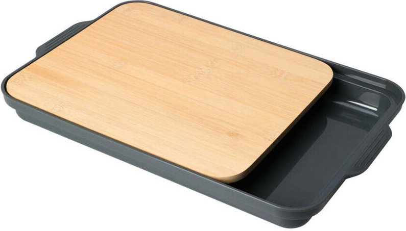 Excellent Houseware - Schneidebrett aus Bambus mit Auffangschale, 37 x 24 cm