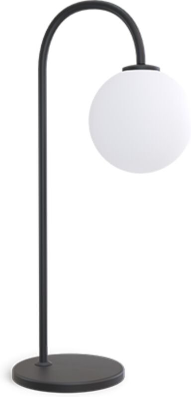 Ballon Globe Tischleuchte Schwarz, Opalglas, Dimmer am Kabel 1x G9