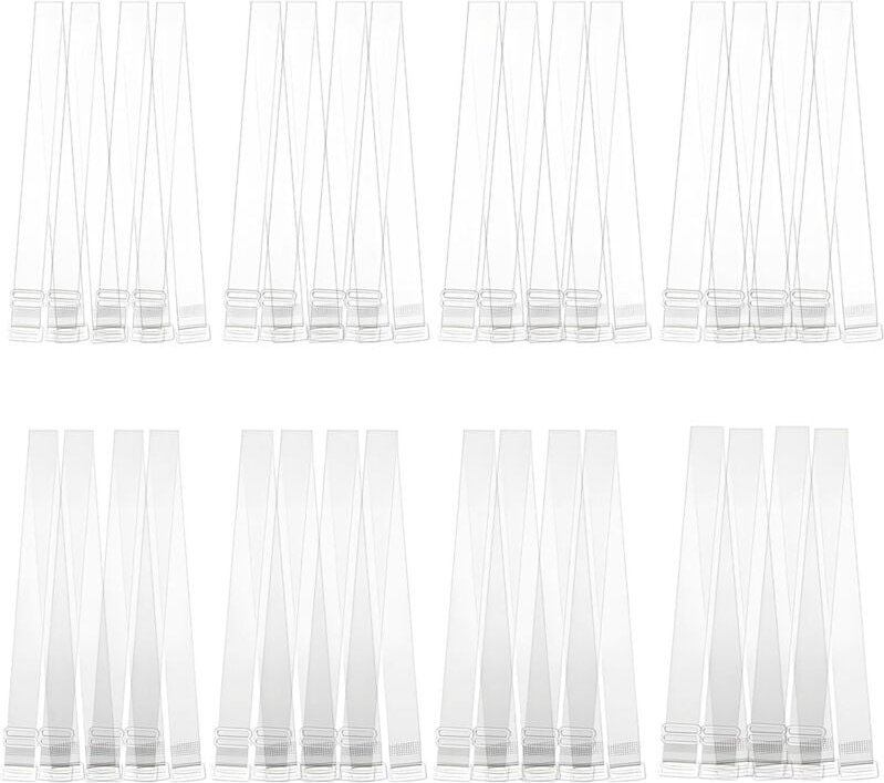 16 Paar transparente BH-Träger-Set, verstellbare klare BH-Träger, rutschfeste, unsichtbare transparente Träger für Damen...