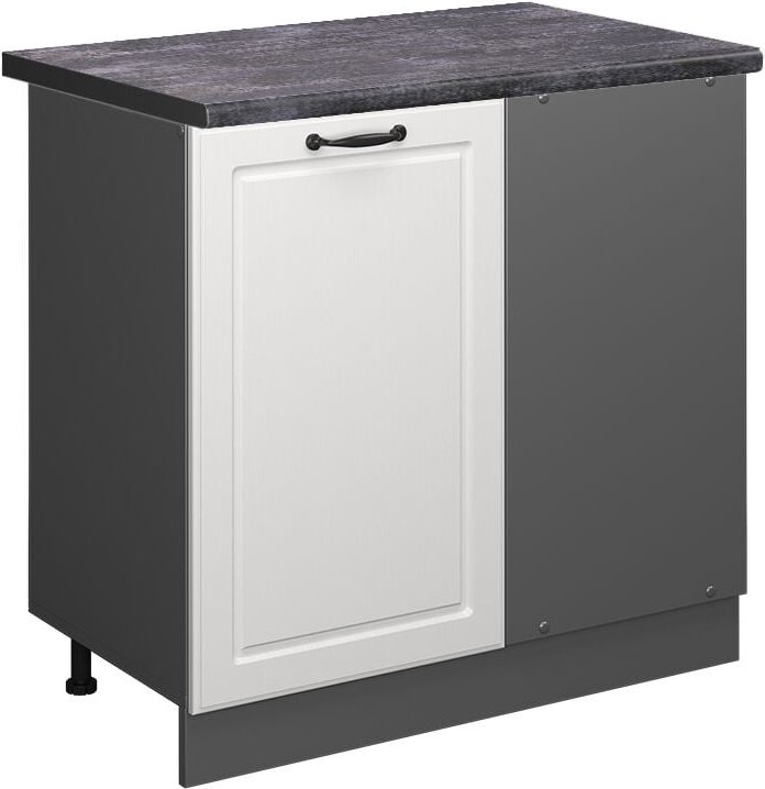 Eckunterschrank R-Line, Weiß Landhaus, 86 cm, AP Anthrazit, Vicco