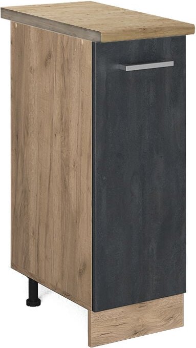 Vicco - Apothekerschrank R-Line, Schwarz Beton, 30 cm ap Eiche