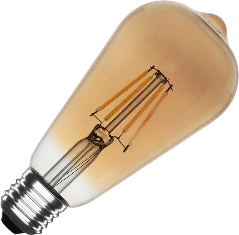 Efectoled - LED-Glühbirne Filament E27 6W 600 lm ST64 Gold No Flicker 2700K Warmweiß