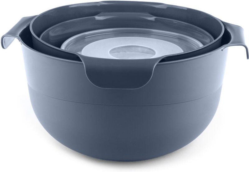 Kadax - 7-teiliges Küchenschüssel-Set + 3-l-Sieb, Kunststoff, grau