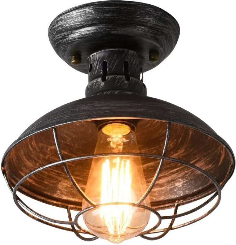 Deckenleuchte im Retro-Metallgitterstil, Metallkäfig-Kronleuchter, silbergrau, ohne Leuchtmittel, 220 V, E27-Fassung