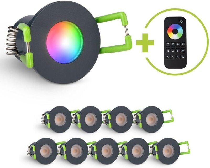 Einbaustrahler Mini Livorno 3W RGBW IP65 - Farbe: anthrazit RAL 7016 - Anzahl: 10x