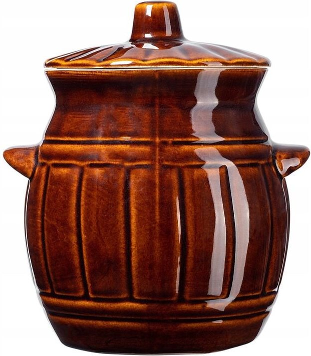 Steinzeugtopf mit Deckel, Gärtopf aus Keramik, Einlegtopf für Gurken, 1.2L - Kadax