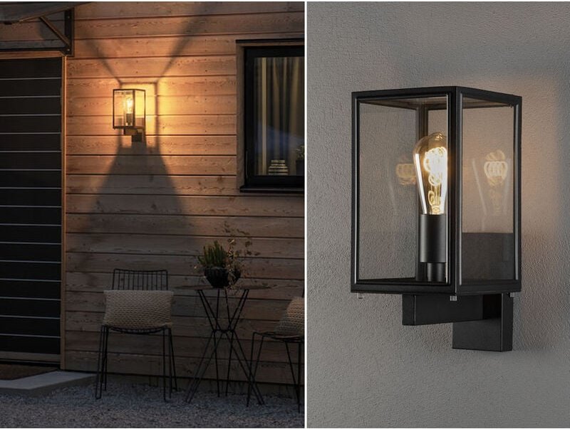 Konstsmide - Stehende led Außenwandlaterne Schwarz mit Klarglas, Höhe 33cm