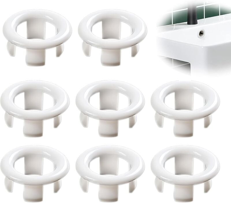 CCYKXA 8-teiliger Spülbecken-Überlaufring – Überlaufstopperring, runde Spülbeckenblende, Überlaufringabdeckung für Badez...