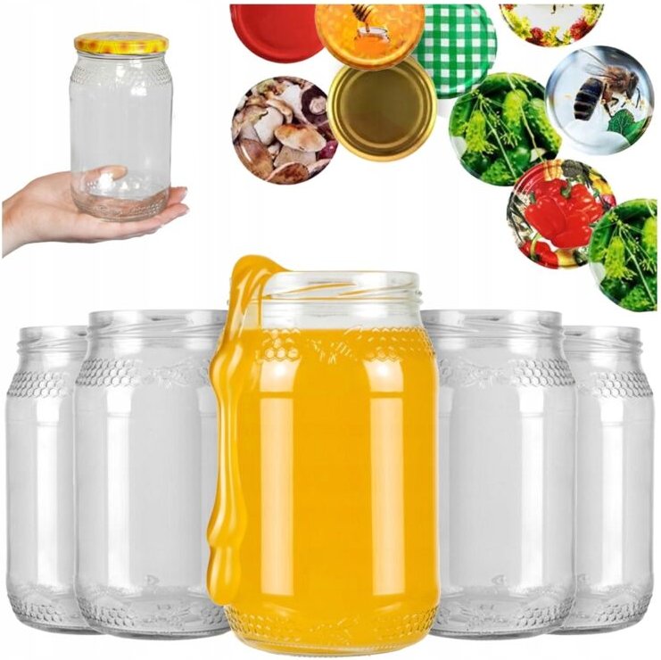 48 Gläser à 900 ml Bienenhonigwaben mit Schraubverschluss fi82 für Honiggläser 0,9 l