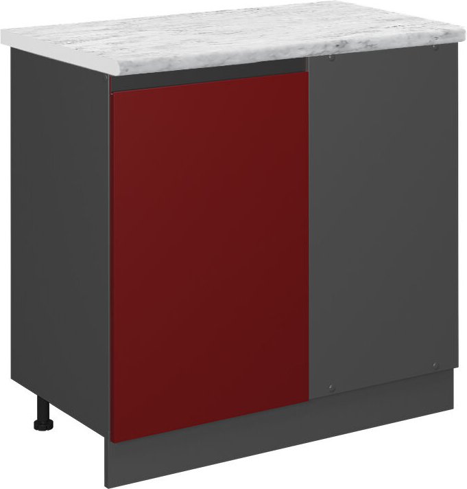 Vicco - Eckunterschrank R-Line, Rot, 86 cm ap Marmor