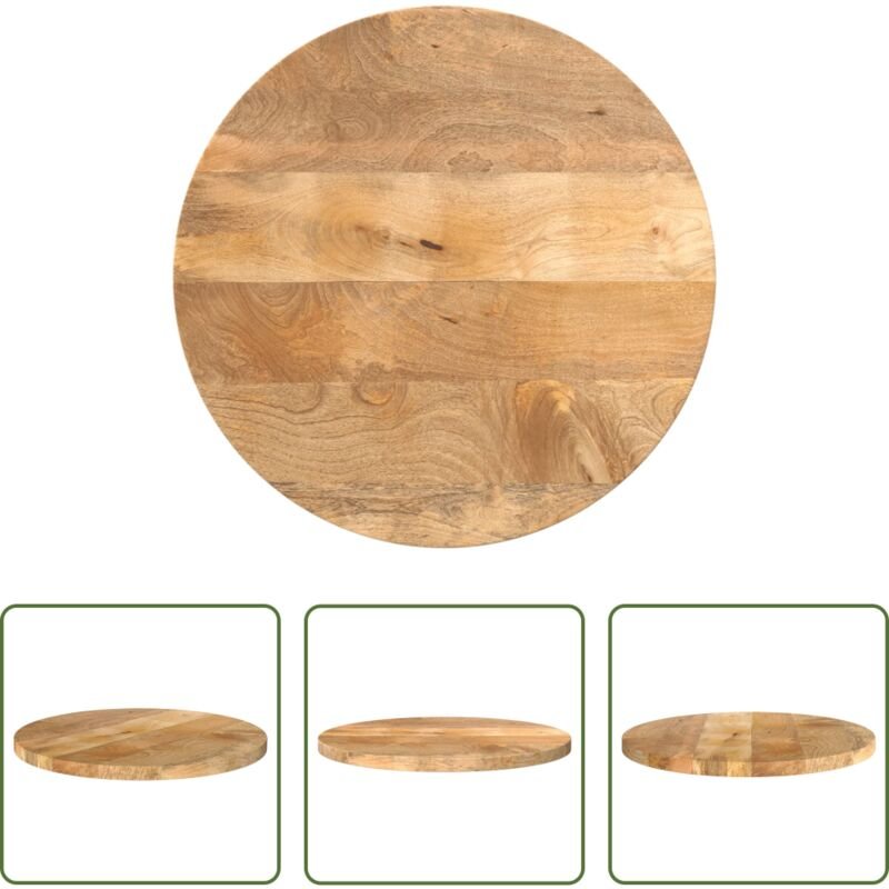 Massivholz - Tischplatte Ø 60x3,8 cm Rund Massivholz Mango