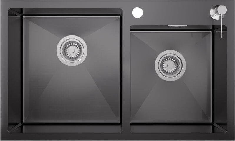 Auralum Rechteckige Küchenspüle 75 x 45 x 19 cm, 2 Becken Edelstahl Einbau Spülbecken inkl. Ablaufgarnitur und 300ml Sei...