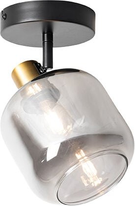 Design-Deckenspot Schwarz mit Gold mit Rauchglas - Zuzanna