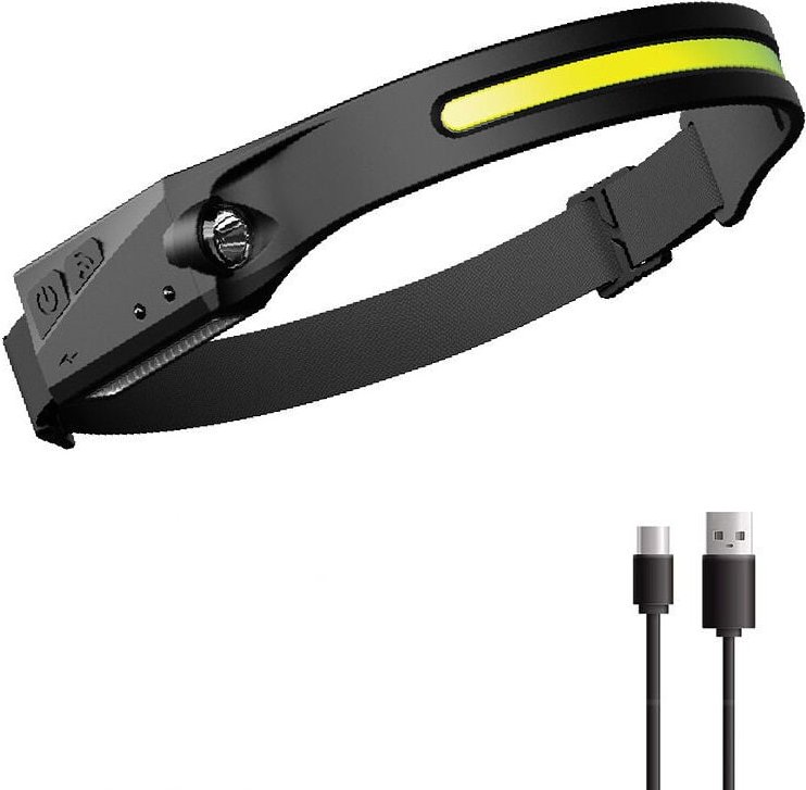 USB wiederaufladbare wasserdichte Stirnlampe, COB+XPE 5 Modi, superhelle Induktions-Stirnlampe, sehr geeignet zum Angeln...