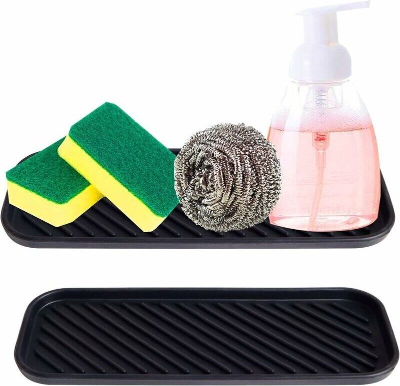 Silikon-Schwammhalter, Silikon-Spülbecken-Organizer, rutschfester Seifenhalter, Küchenablage für Seifen, Schwämme, Bürst...