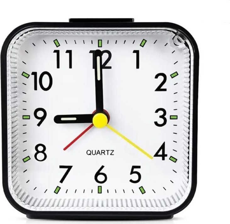 Reisewecker Analog mit Batterie, Geräuschlos, Ohne Ticken, Sanfter Alarm mit Progressiver Klingel, Schlummerfunktion, Be...