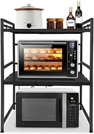 Mikrowellenhalter,Mikrowellenhalterung, Erweiterbares Mikrowelle Regal für Küche,Mikrowellen Ständer - Schwarz YARDIN